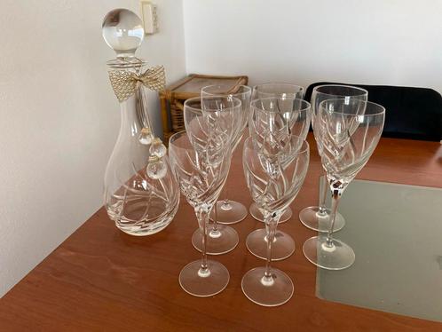 Kristallen Wijnglazen en Karaf Set, Antiek en Kunst, Antiek | Glas en Kristal, Ophalen