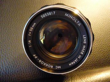 Minolta Rokkor PF 58mm F/1.4 lichtsterk objectief. beschikbaar voor biedingen