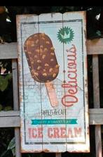 Retro Clayre & Eef reclamebord Delicious Ice Cream., Ophalen of Verzenden, Zo goed als nieuw