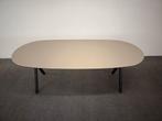 Ovale eettafel HPL beige taupe 220x100, Gebruikt, 100 tot 150 cm, 200 cm of meer, Ophalen of Verzenden