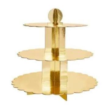 Gold Scallop Edge 3-laags Taartstandaard beschikbaar voor biedingen