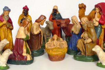 Oude gipsen kerstgroep retro jaren 50 (Kerststal optioneel) beschikbaar voor biedingen