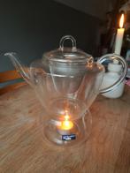 Glazen theepot met filter warmhouder/rechaud, Ophalen of Verzenden, Zo goed als nieuw