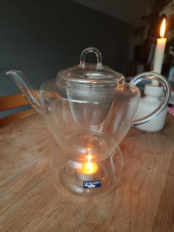 Glazen theepot met filter warmhouder/rechaud beschikbaar voor biedingen