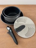 Tefal pannenset Ingenio steel- en koekenpan met afgietdeksel, Ophalen of Verzenden, Zo goed als nieuw