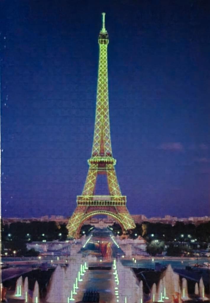 Fluorescent Eiffeltoren Parijs legpuzzel Clementoni 1000 st., Hobby en Vrije tijd, Denksport en Puzzels, Zo goed als nieuw, Legpuzzel