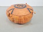Vintage Oosterse Ibiza poef bruin leer voetenbank leren otto, Huis en Inrichting, Banken | Voetenbanken en Poefen, Minder dan 50 cm