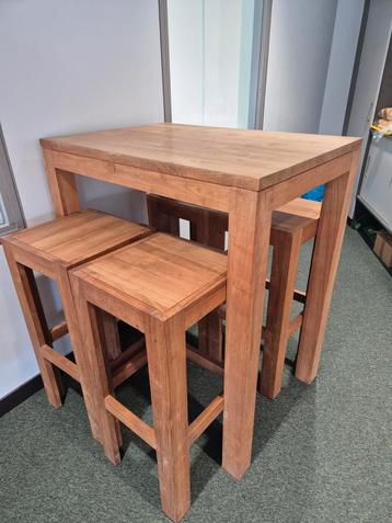 Massief Eiken Sta Tafel met Barkrukken (2 sets) beschikbaar voor biedingen