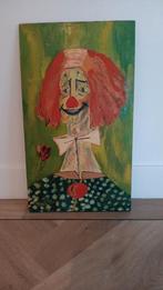 Olieverfschilderij van een clown, naïef weergegeven, Ophalen of Verzenden