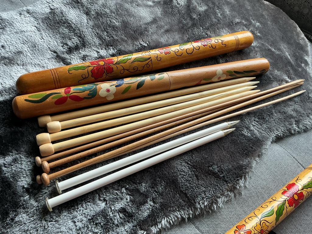 Vintage Houten Breinaalden Set, Ophalen of Verzenden, Zo goed als nieuw, Breien, Naald