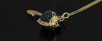Sluierstaart vis 14k gouden heliotroop ketting hanger uniek, Voordeelsieraden, Ophalen of Verzenden, Zo goed als nieuw, Met edelsteen