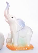 Vintage 50s 60s olifant beeld beeldje porselein wit gekleurd, Dier, Zo goed als nieuw, Ophalen