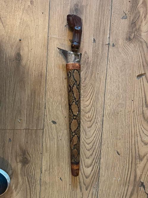 Indonesische kris met schede met python leer, Antiek en Kunst, Kunst | Niet-Westerse kunst, Ophalen of Verzenden