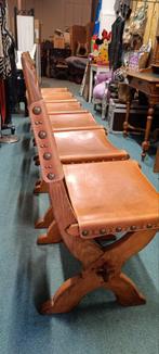 Set van 6 Brutalistiche  lederen Bram Sprij kruisstoelen, Ophalen