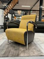 Als nieuw Leolux Scylla fauteuil geel bruin Design stoel, Stof, Ophalen of Verzenden, 75 tot 100 cm, Zo goed als nieuw