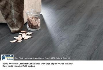 49m2 Pvc click Laminaat Casablanca Oak Grijs 28pak = €795 beschikbaar voor biedingen
