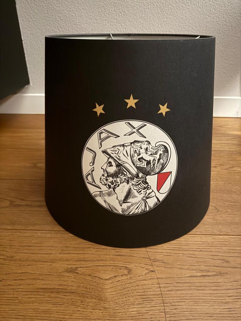 Ajax lampenkap handgemaakt te koop!, Ophalen, 25 tot 50 cm, Zwart, Rond