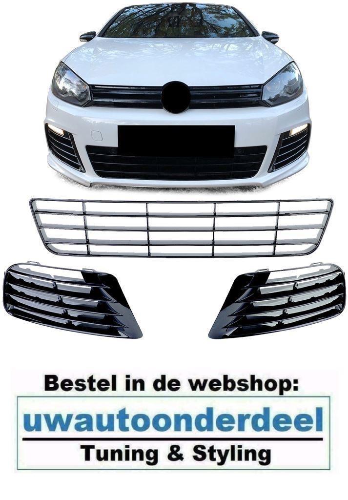 Hoogglans Zwart Grill Set Geschikt Voor Golf 6 R20, Auto diversen, Tuning en Styling, Verzenden