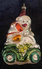 Antiek oud glazen kerstdecoratie figuur kerstman in auto, Diversen, Ophalen of Verzenden, Gebruikt