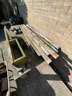 11 houten palen + 3 grondpinnen, Doe-het-zelf en Verbouw, Hout en Planken, Ophalen, Zo goed als nieuw, Minder dan 200 cm, Balk