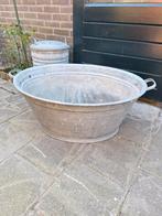 Grote oude zinken teil, Tuin en Terras, Bloembakken en Plantenbakken, Ophalen, Gebruikt, Metaal, 30 tot 60 cm