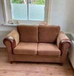 Fijne tweezits bank bruin/cognac kleur, Tweepersoons, 75 tot 100 cm, Zo goed als nieuw, Rechte bank