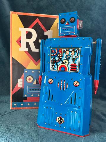 Antieke R1 robot van blik in doos onbespeeld beschikbaar voor biedingen