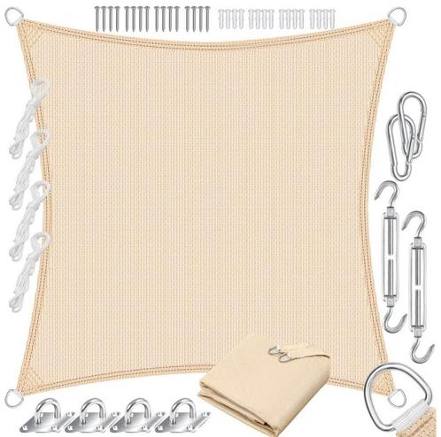 Schaduwdoek, crème, 2x2m, Tuin en Terras, Schaduwdoeken, Nieuw, Ophalen of Verzenden