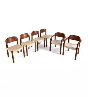 Set van 6 vintage eetkamerstoelen, EMC Møbler ‘80 beschikbaar voor biedingen