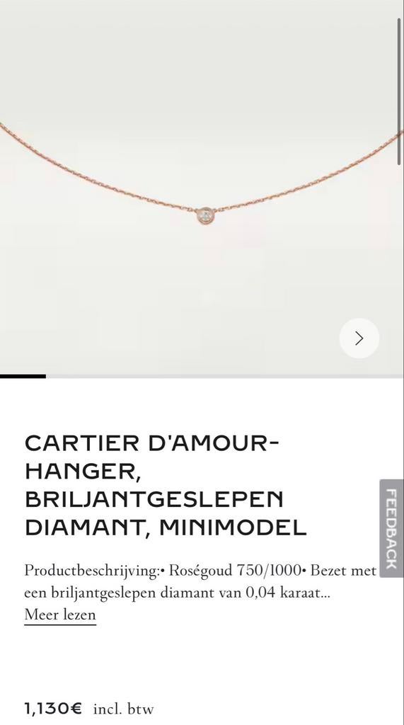 Cartier D'Amour ketting met diamant, Overige voorstellingen, Nieuw, Ophalen of Verzenden, Met edelsteen