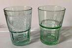 2 Verschillende groenkleurige Bacardi glazen. H.12 cm., Ophalen of Verzenden, Zo goed als nieuw, Borrel- of Shotglas
