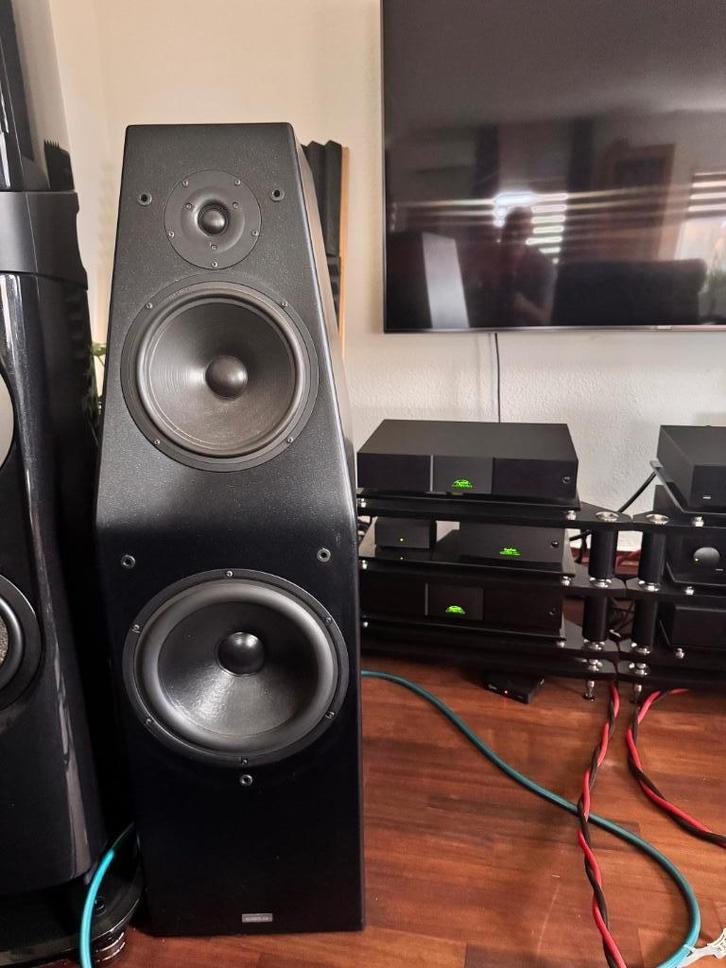 Audiolab Axis luidsprekers, in zeer goede staat, Audio, Tv en Foto, Luidsprekers, Gebruikt, Front, Rear of Stereo speakers, 60 tot 120 watt