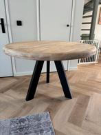 Ronde massief eiken eettafel tafel stalen industriële poot, Ophalen