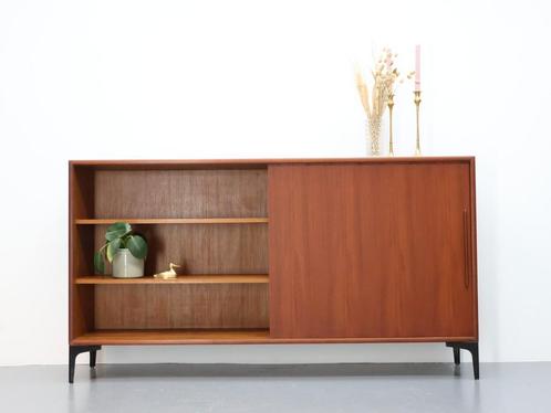 Deens dressoir schuifdeur teak, Huis en Inrichting, Kasten | Dressoirs, Gebruikt, 150 tot 200 cm, 25 tot 50 cm, Met deur(en), Teakhout