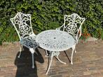 Bistro Tuinset Wit Aluminium - 2 Personen, Tuin en Terras, Tuinsets en Loungesets, 2 zitplaatsen, Gebruikt, Eettafel, Aluminium