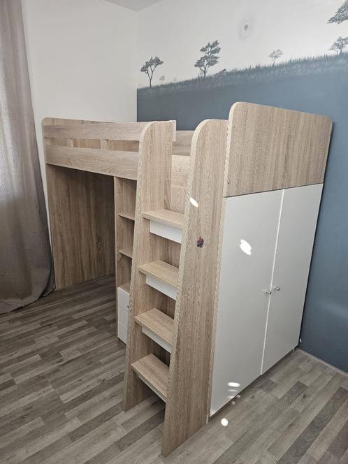 Multifunctionele hoogslaper met kast en opbergruimte, Huis en Inrichting, Slaapkamer | Stapelbedden en Hoogslapers, Zo goed als nieuw