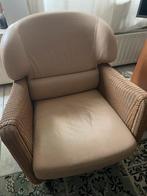 Leren Lloyd Loom stoel., Huis en Inrichting, Fauteuils, Ophalen, Zo goed als nieuw, Leer