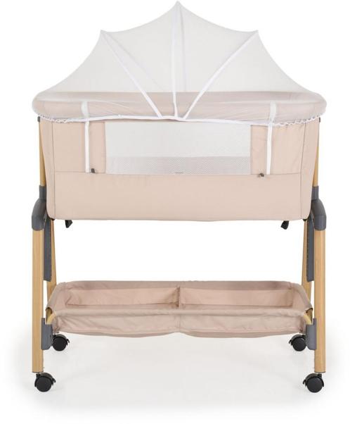 co sleeper 5 in 1 khaki inclusief matras en anti muggennet, Kinderen en Baby's, Boxen, Zo goed als nieuw, Vierkant, In hoogte verstelbaar