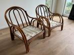 Rotan bohemian vintage lounge stoelen set, Huis en Inrichting, Ophalen, Gebruikt, Twee, Bruin