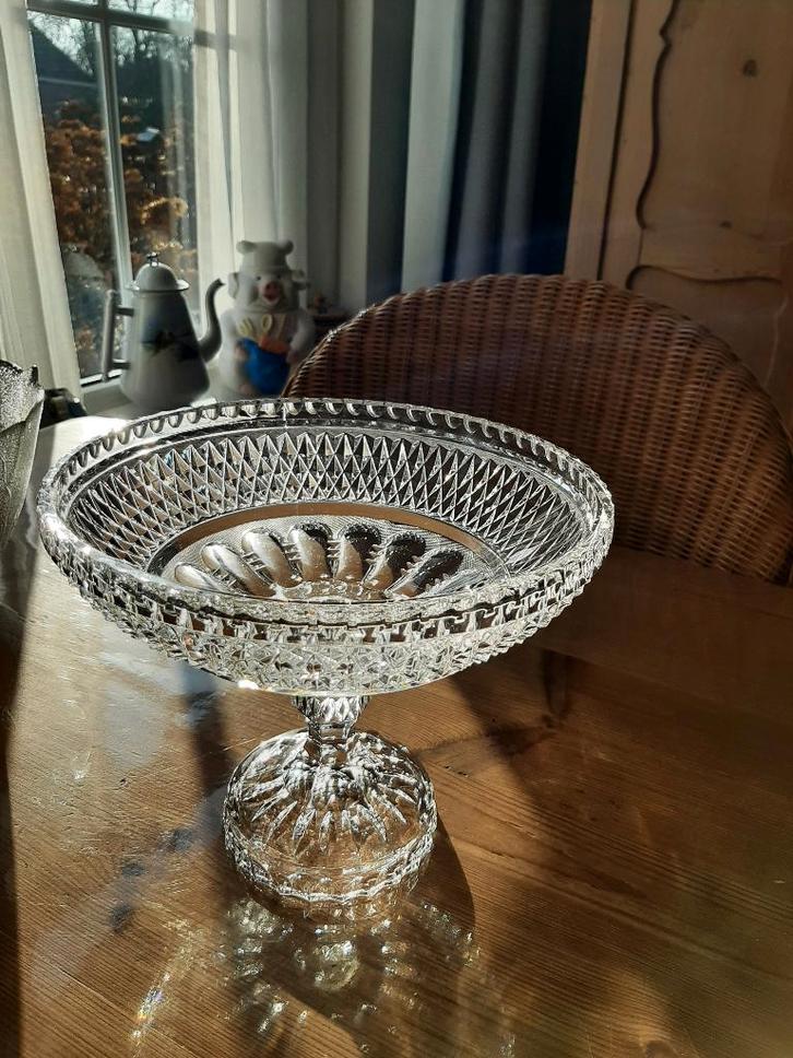 ANTIEK - BOHEMIA KRISTAL - SCHAAL OP VOET  - ZWAAR, Antiek en Kunst, Antiek | Glas en Kristal, Ophalen of Verzenden