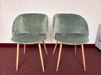 2 Lichtgroene Velvet Eetkamerstoelen, Huis en Inrichting, Ophalen, Twee, Overige kleuren, Zo goed als nieuw