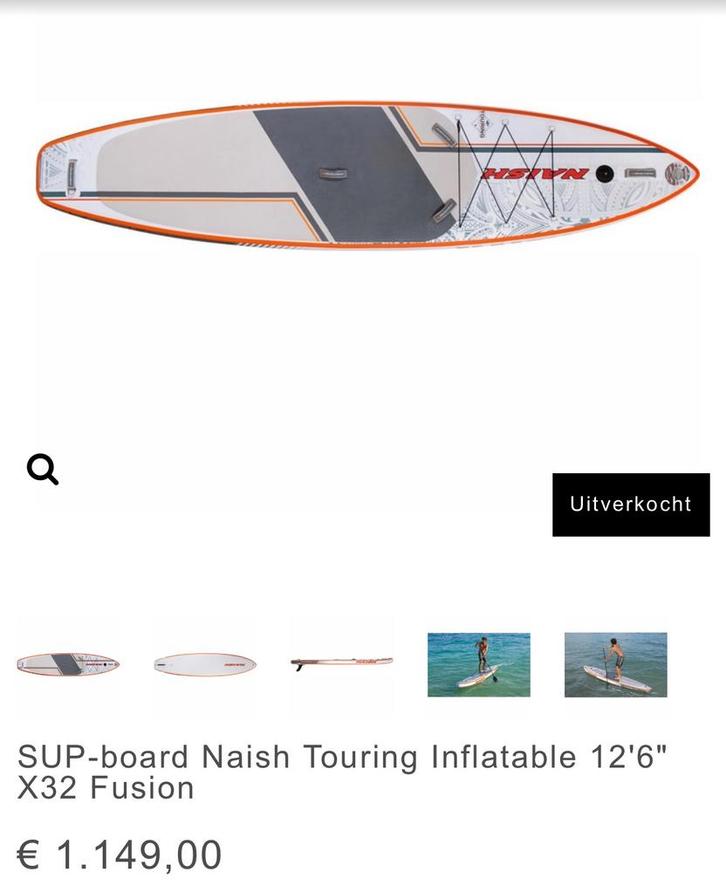 Naish Touring X32 Fusion SUP-board - Nieuw in doos!, Watersport en Boten, Suppen, Zo goed als nieuw, SUP-boards, Ophalen of Verzenden