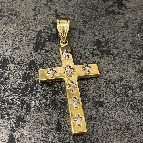 14 k gouden kruis hanger wit/geel goud, Sieraden, Tassen en Uiterlijk, Kettinghangers, Nieuw, Goud, Overige kleuren, Kruis of Symbool