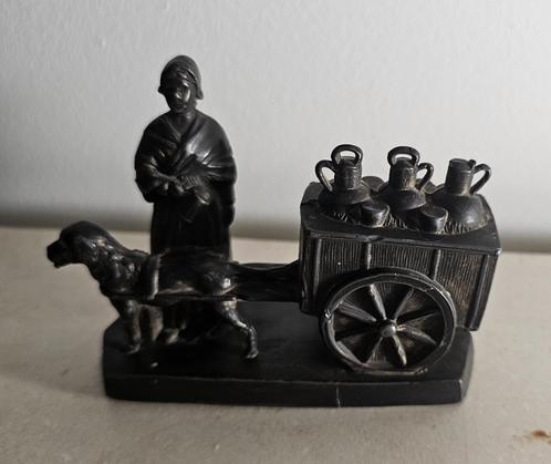 Bronze honden melkkar met vrouw, Antiek en Kunst, Antiek | Koper en Brons, Brons, Ophalen