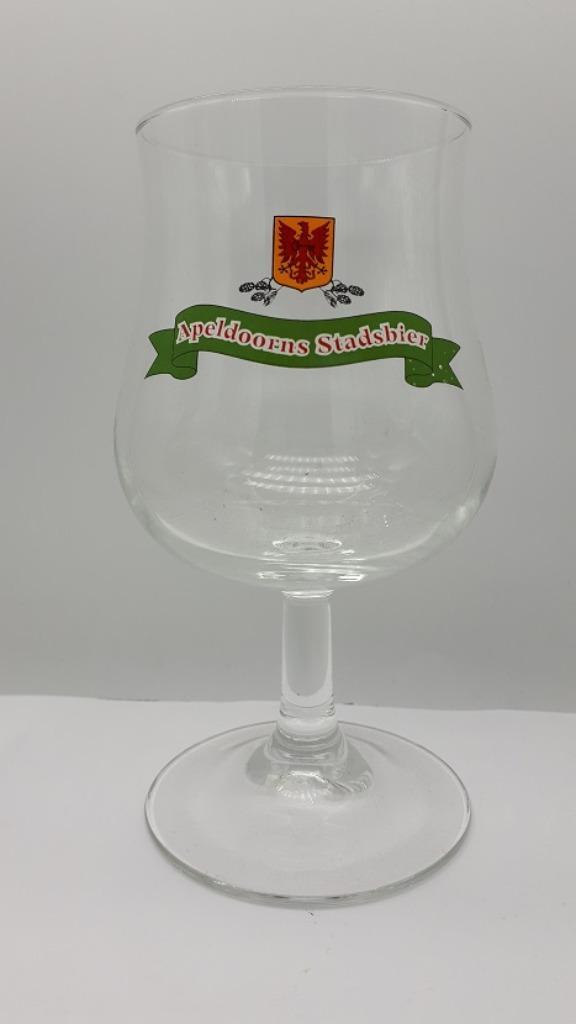 Apeldoorns Stadsbier Glas op voet, Verzamelen, Biermerken, Gebruikt, Glas of Glazen, Overige merken, Ophalen of Verzenden