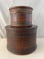Set van 2 Ronde Houten Hoedendozen – Klein & Groot, Ophalen of Verzenden