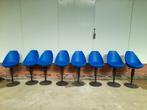 Set van 8 blauwe barkrukken, Ophalen, Met voetsteun, 60 tot 90 cm, Metaal