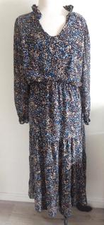 Prachtige lange jurk met stroken rok blauw bruin beige M, Maat 38/40 (M), Bruin, Nieuw, Ophalen of Verzenden