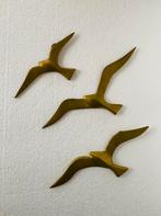 Messing vogels (3) zwaluwen wanddecoratie , jaren 70, Ophalen of Verzenden