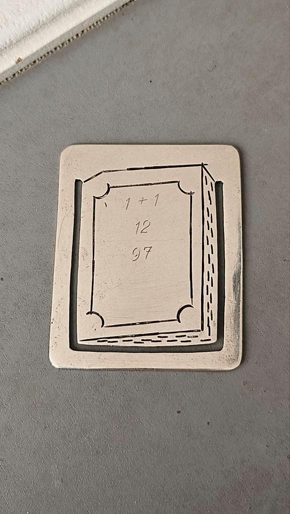 Zilveren Boekenlegger met Gravure, Verzamelen, Boekenleggers, Ophalen of Verzenden